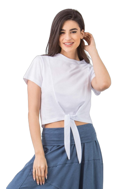 Crop top s uväzovaním - Biela